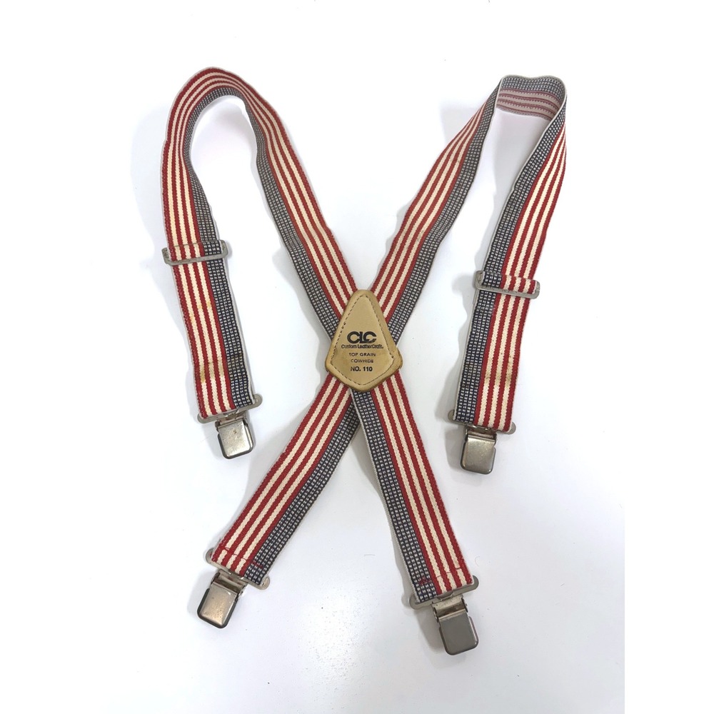 American Flag Suspenders Red White Blue X-Back USA Custom LeatherCraft CLC 110